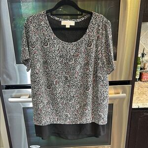 Michael Kors Silver‎ Black Sequined Boxy Blouse